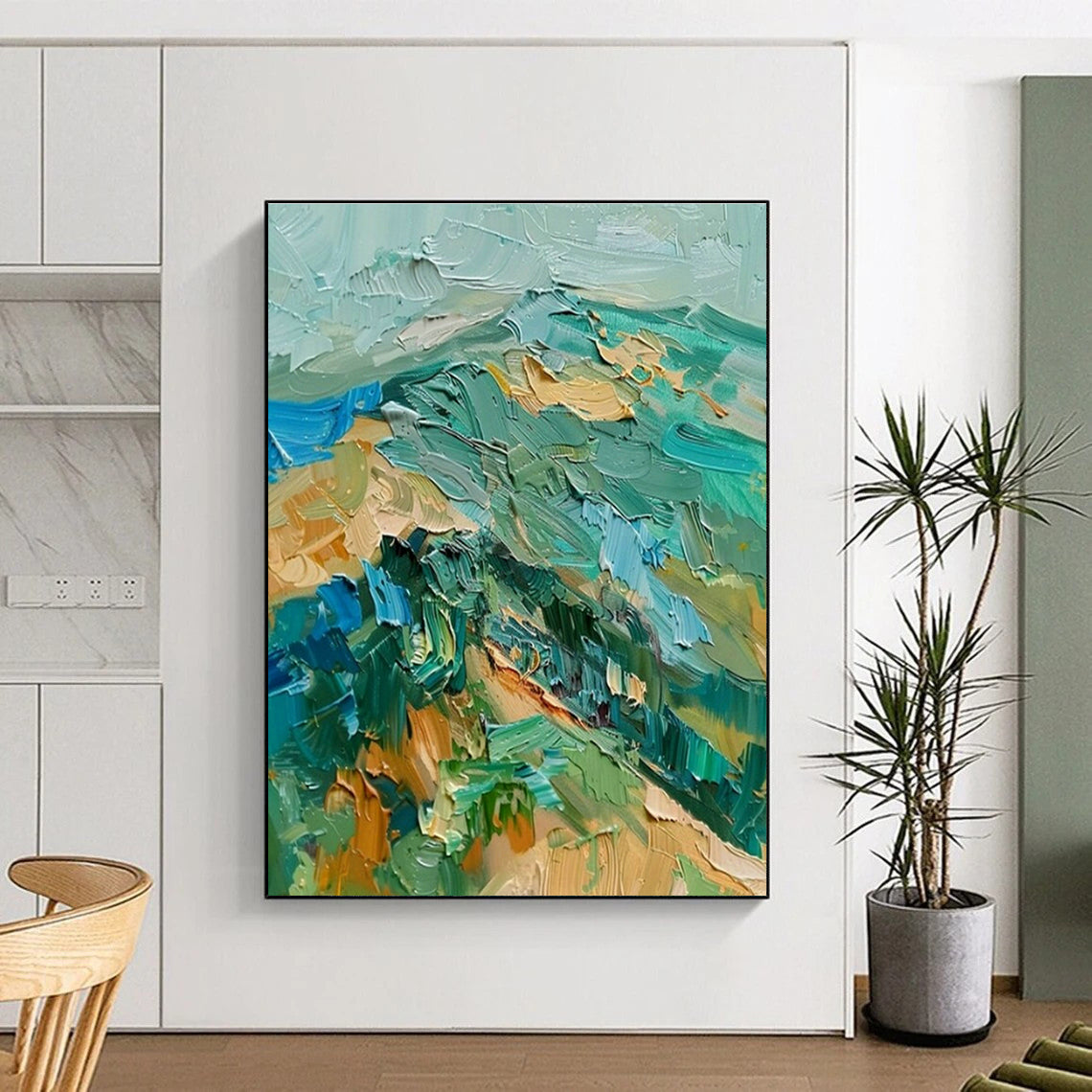 Textured Mountain Impasto Art for Ski Lodge & Adventure - Themed Office DLZ1465