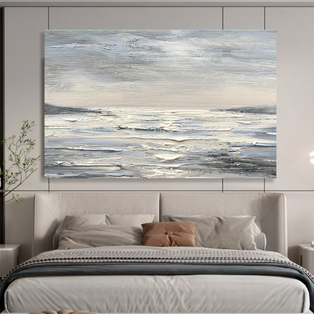 Layered Gray Waves Art for Meditation - Focused Bedroom DLZ3014