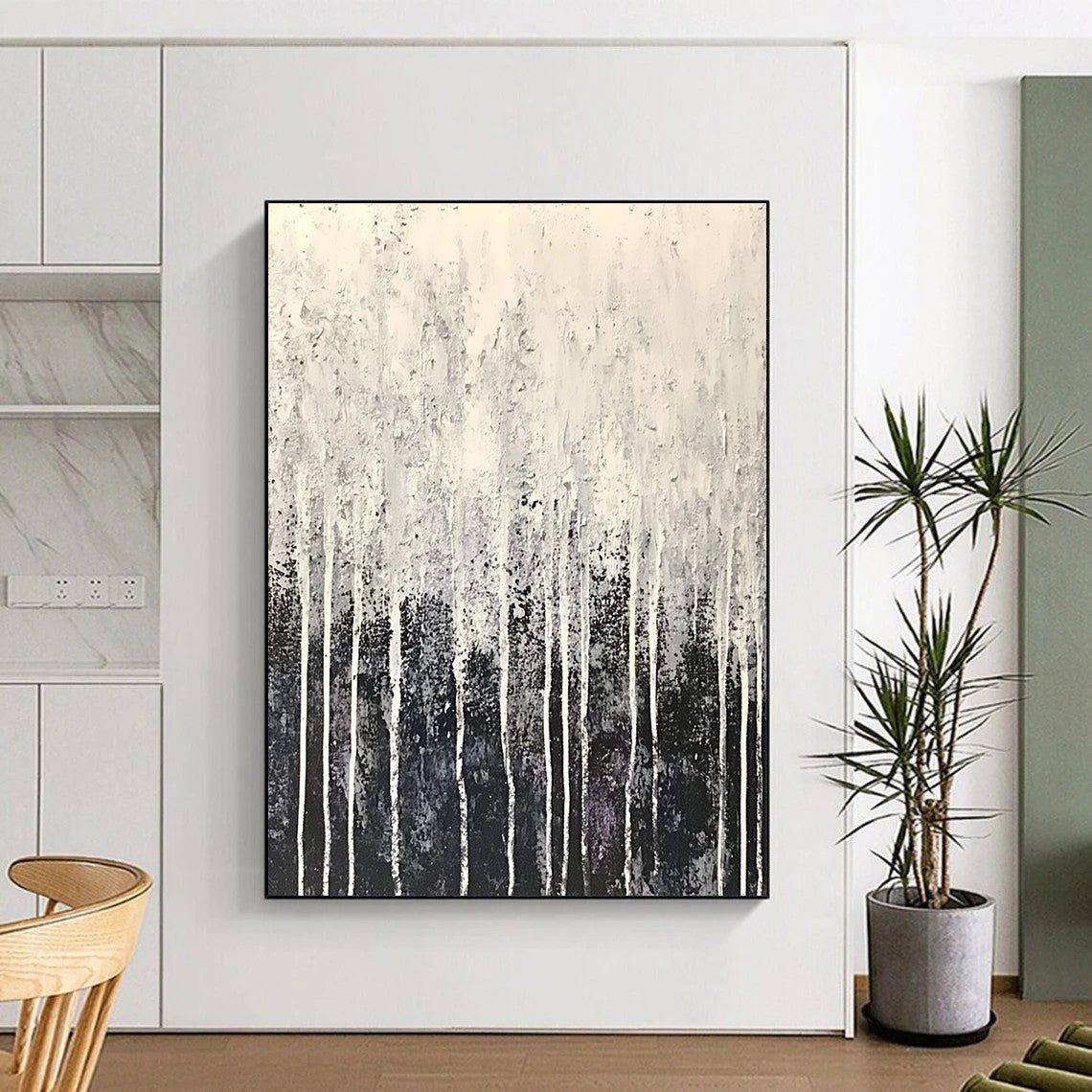 Grey and White Dripping Forest for Modern Industrial Office & Art - Inspired Home Library STSC360