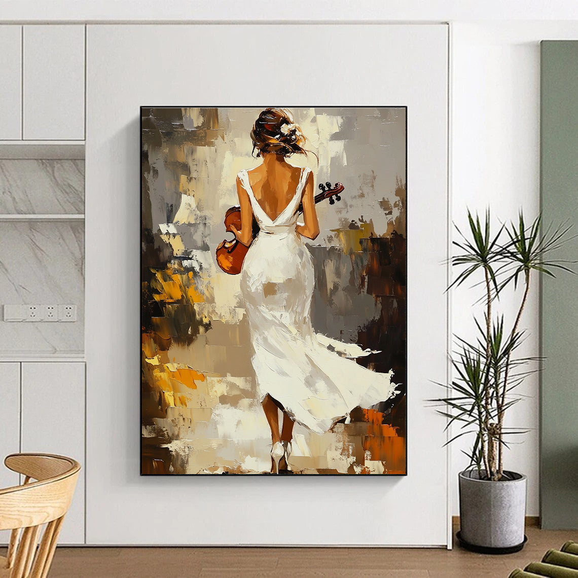 Woman with Violin Art for Classical Music Lover’s Home & Artistic Event Venue STSC1379