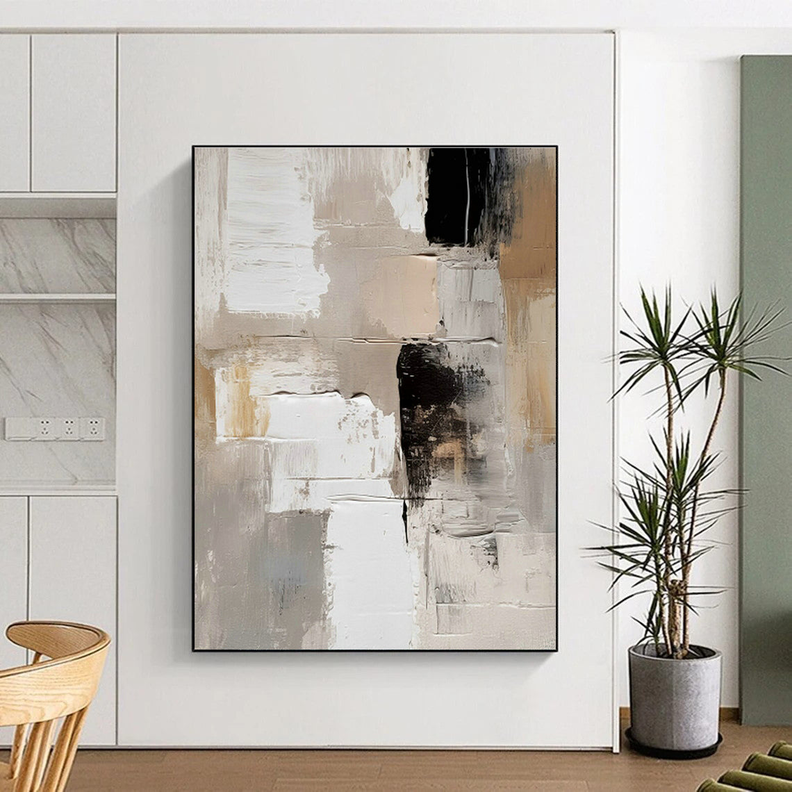 Gray - White - Black Abstract Art for Industrial - Chic Loft & Modern Art Museum DLZ0718