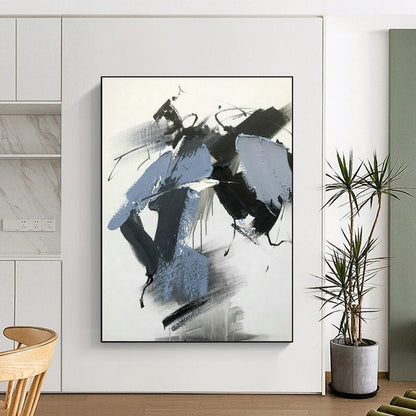 Blue - Black - Gray Abstract Art for Coastal Home Office & Contemporary Art Gallery DLZ1677