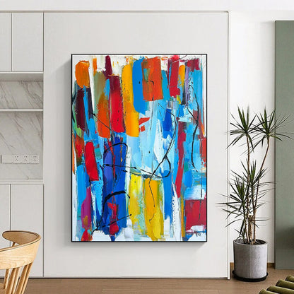 Colorful Abstract Strips Art for Art School Hall & Vibrant City Café DLZ1491