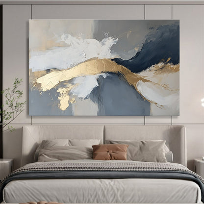 Gold - Accented Abstract Art for Luxury Hotel Lobby & Modern Home Living Room SC140