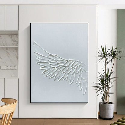 White Textured Wing Art for Spiritual Retreat & Elegant Bedroom DLZ2185