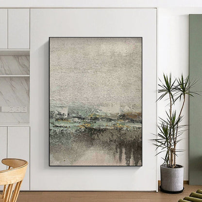 Gray - Green Abstract Landscape for Contemporary Art Museum & Eco - Friendly Home Living Room DLZ0889