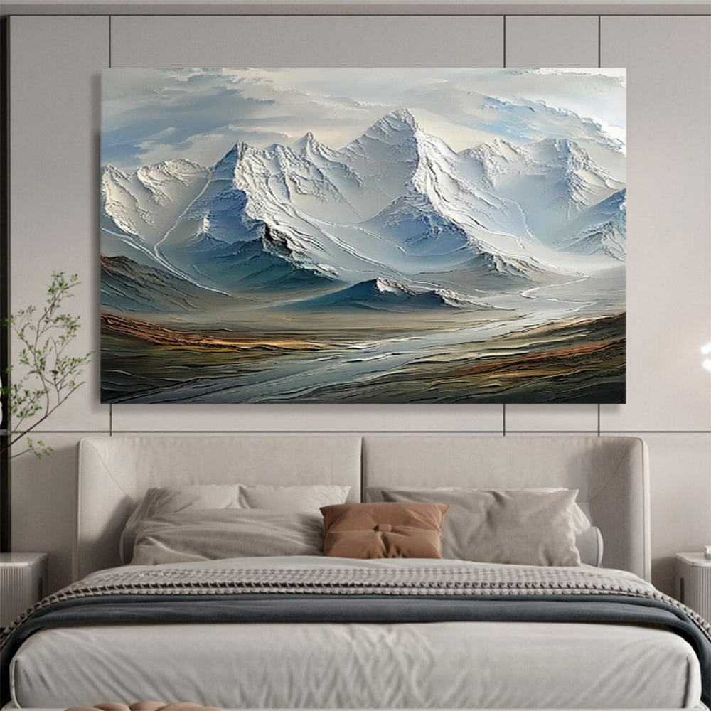 Majestic Snow - Capped Mountain Art for Luxury Ski Resort Lobbies DLZ3112