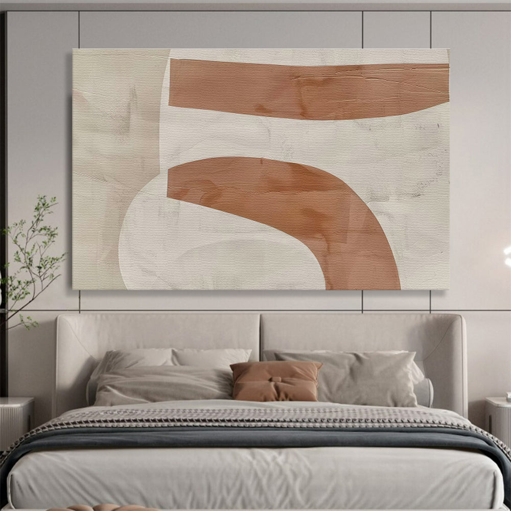 Brown - White Curved Abstract Art for Mid - Century Modern Dining Rooms DLZ2532