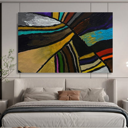 Energetic Colorful Striped Abstract Art for a Vibrant Hallway DLZ2397