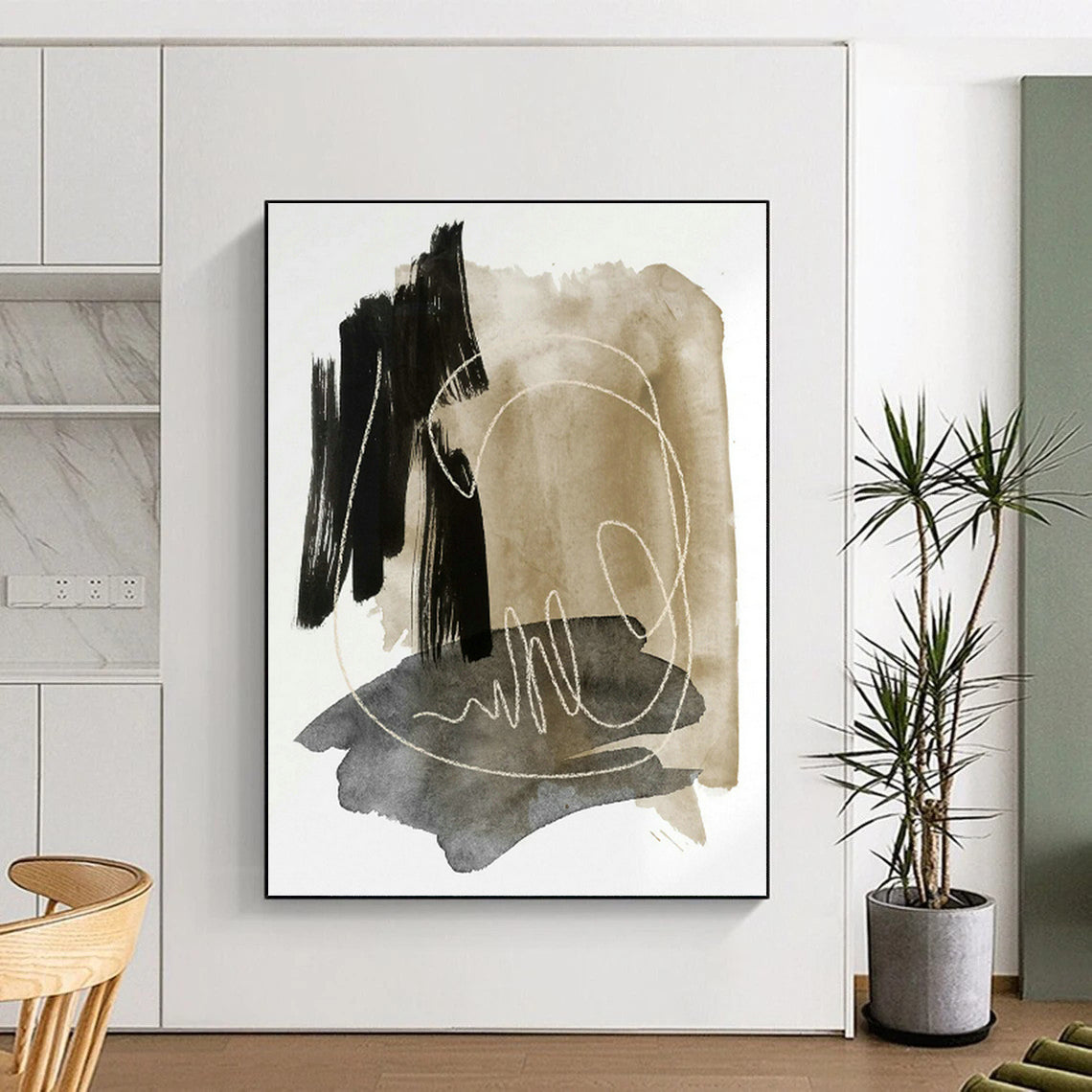 Brown - Grey Line Abstract Art for Living Room & Study DLZ0518