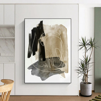 Brown - Grey Line Abstract Art for Living Room & Study DLZ0518