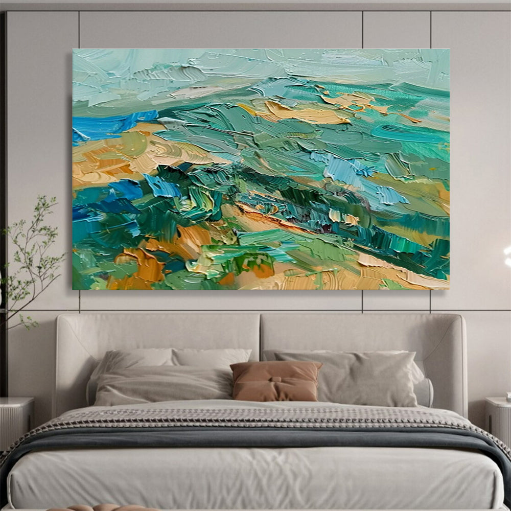 Thick - Textured Green - Blue Landscape Art for Nature - Lover’s Study DLZ2725