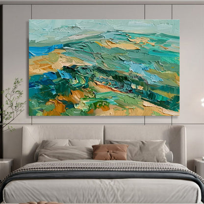 Thick - Textured Green - Blue Landscape Art for Nature - Lover’s Study DLZ2725