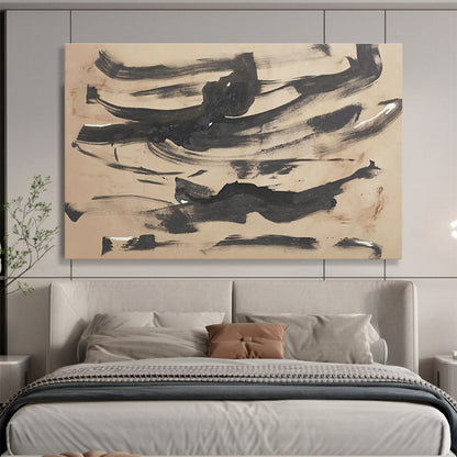 Bold Ink Wash Abstract Art for Traditional Asian Tea Houses DLZ3119
