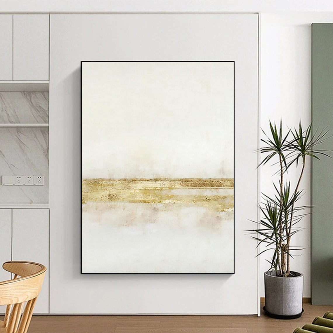 Gold - Striped Abstract Art for Luxury Hotel Lobby & Glamorous Dining Room DLZ2238