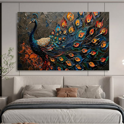 3D Peacock Palette Knife Art for High - End Asian - Inspired Spa Lobbies DLZ3191