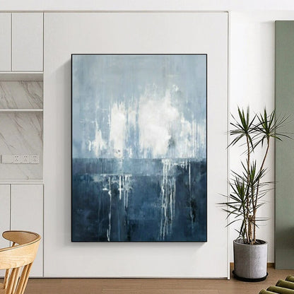 Blue - White Abstract Drip Art for Modern Spa & Coastal Home DLZ2045