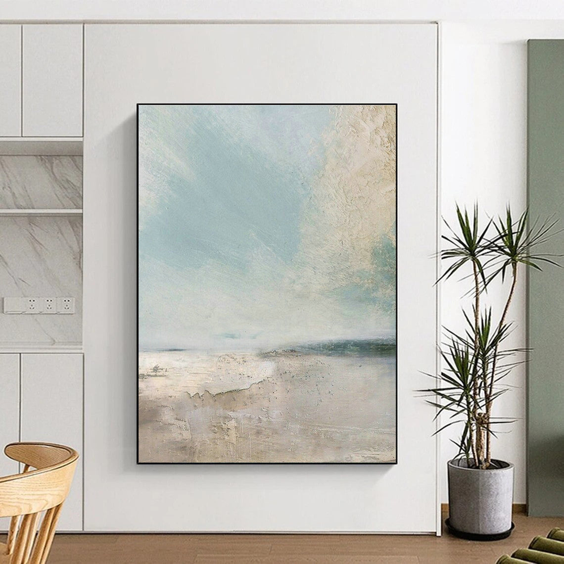 Light Abstract Coastal Landscape Art for Beach House Living Room & Art - Themed Restaurant DLZ2068