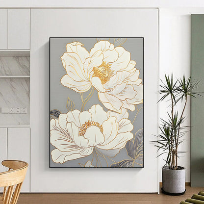 Golden Line Flowers Art for Luxury Hotel Spa & Elegant Home Bathroom STSC1433