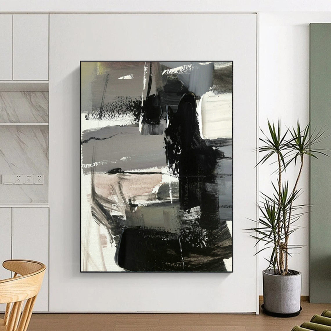 Black - Gray - White Abstract Art for Industrial Loft & Modern Office DLZ1270