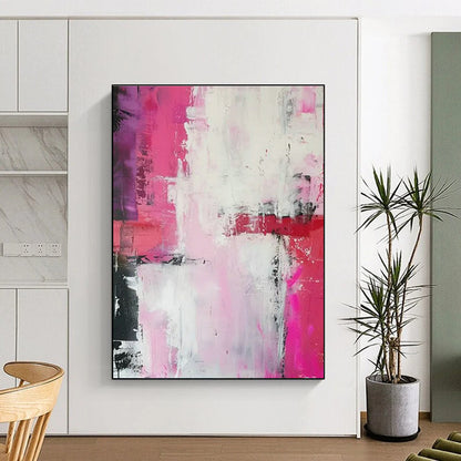 Pink - White - Black Abstract Art for Girly Bedroom & Art Café DLZ1696