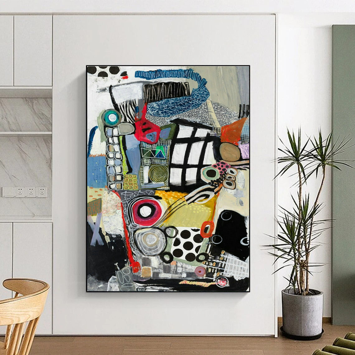 Mixed - Media Abstract Art for Bohemian Gallery & Eclectic Home Living Room DLZ2081