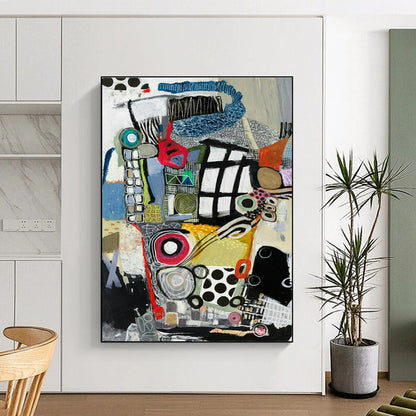 Mixed - Media Abstract Art for Bohemian Gallery & Eclectic Home Living Room DLZ2081