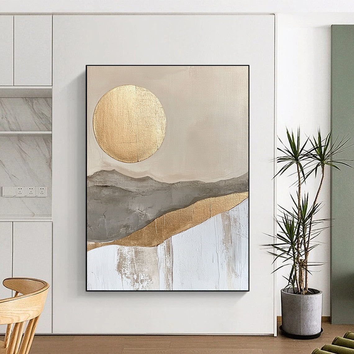 Golden Sun & Mountains Art for Boho - Chic Living Room & Wellness Retreat STSC126