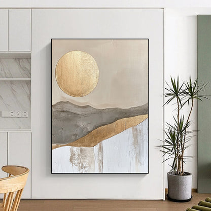 Golden Sun & Mountains Art for Boho - Chic Living Room & Wellness Retreat STSC126