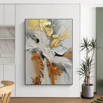 Gold - Accented Flower Art for Luxury Hotel Lobby & Upscale Dining Room DLZ1393
