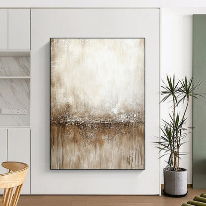 Beige - Brown Textured Divide Art for Rustic - Style Home Office & Art Gallery Tea Area STSC137