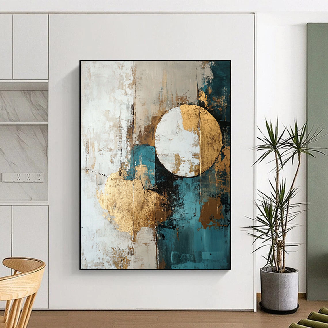 Gold and Teal Abstract for Luxury Hotel Lobby & Contemporary Office STSC193