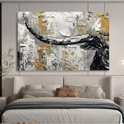 Gold - Grey Bull Abstract Art for Bold Home Office Motivation DLZ2720