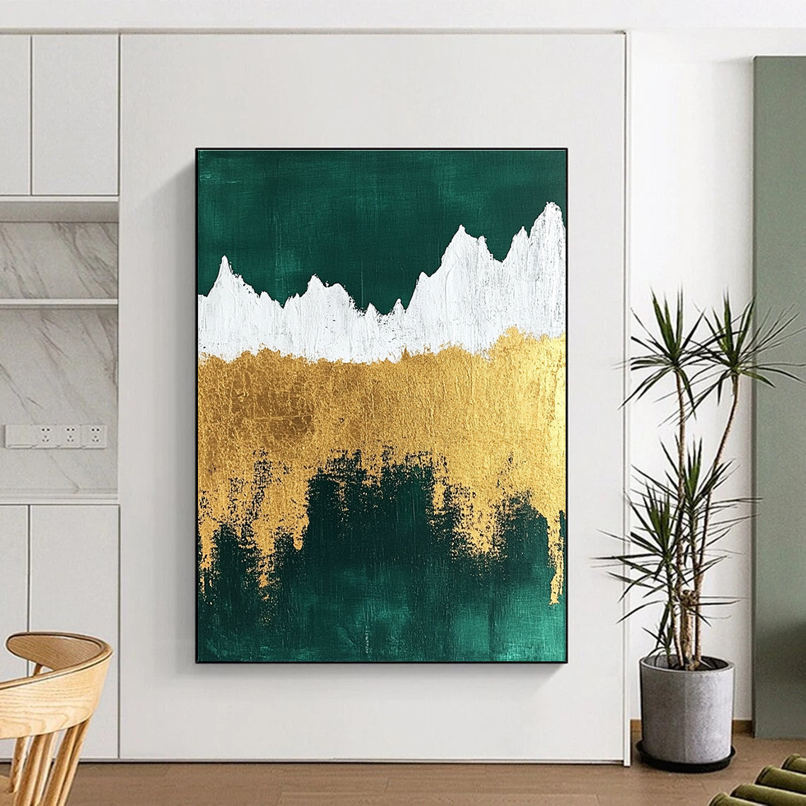 Bold Green - Gold Mountain Art for Hallway & Modern Home STSC067