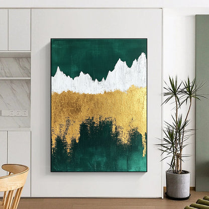 Bold Green - Gold Mountain Art for Hallway & Modern Home STSC067