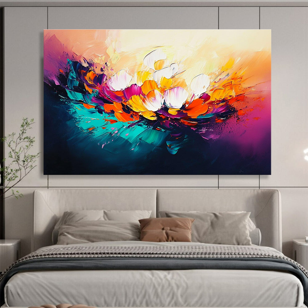 Colorful Flower Burst Art for Romantic Wedding Venue & Bohemian Living Room SC320