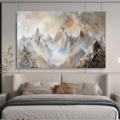 Gold Snow Mountain Landscape Art for Alpine - Inspired Living Room DLZ2850