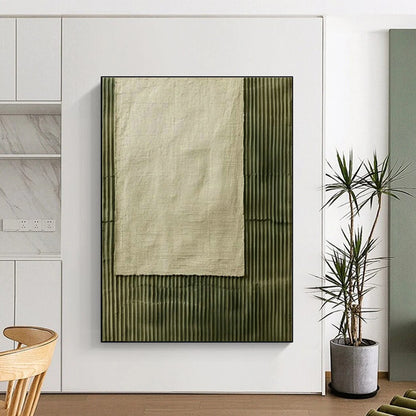 Linen - Textured Green Lines Art for Bedroom & Entryway DLZ0332