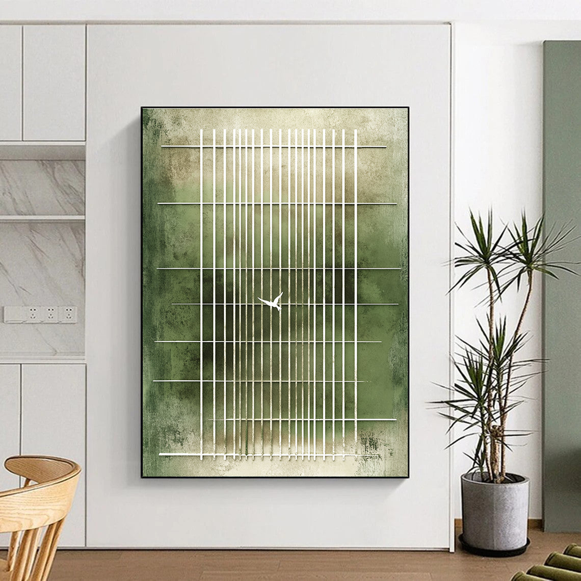 Bird in Grid Art for Minimalist Study & Philosophical Library STSC1216