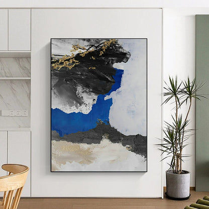 Blue - Black - Gold Tree - Inspired Abstract Art for Living Room & Asian - Inspired Restaurant DLZ1238