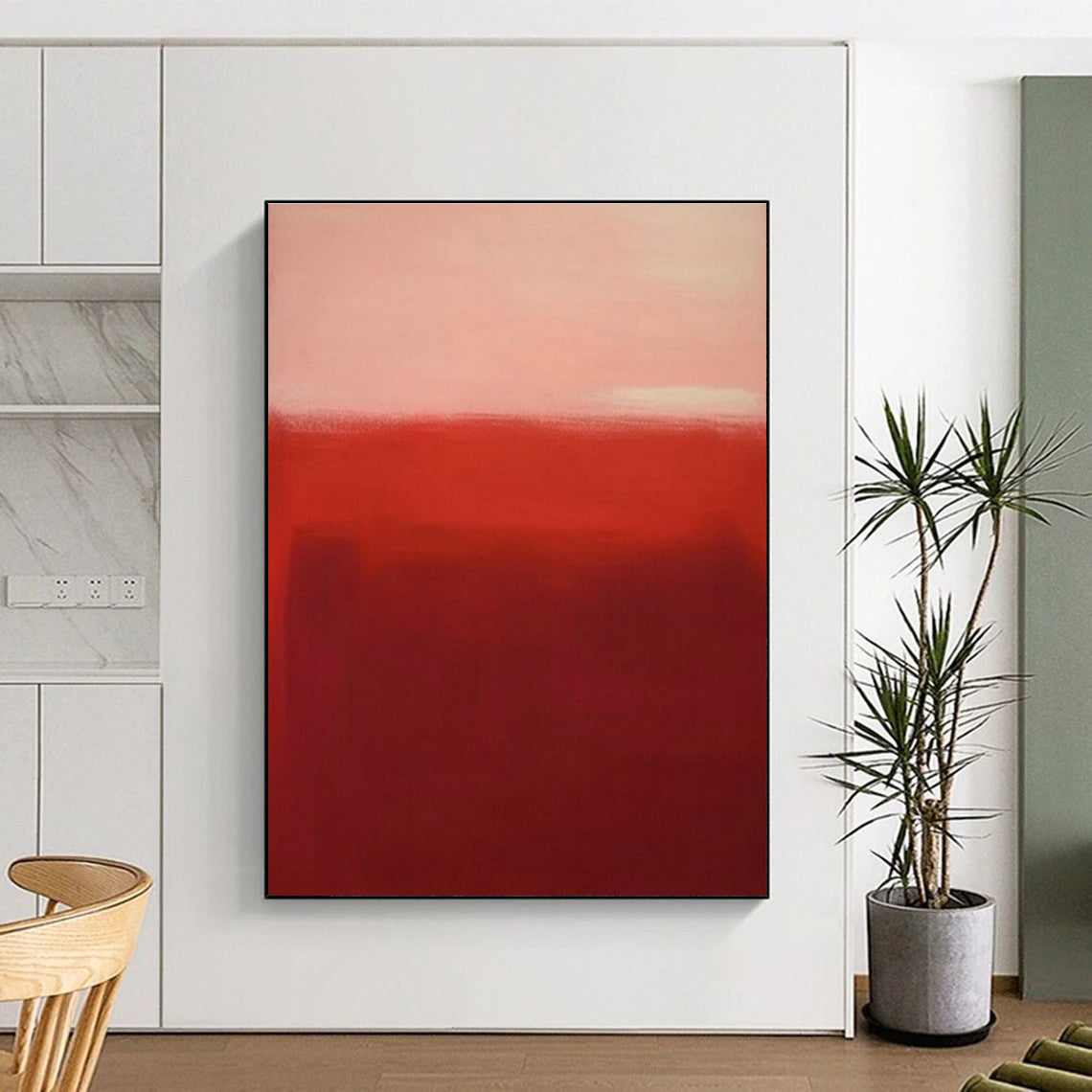 Gradient Red Abstract Art for Luxury Hotel Suite & Art Deco Home Bedroom DLZ1624