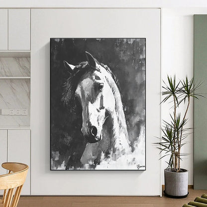Monochrome Horse Portrait for Equestrian - Inspired Home & Rustic Study STSC290