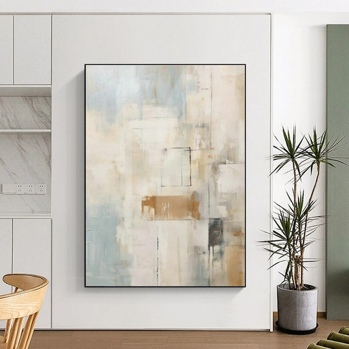 Light Blue - Brown Abstract Art for Coastal - Inspired Home & Art - Themed Hotel DLZ1957