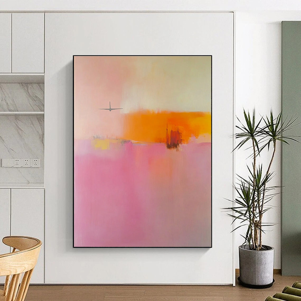 Pink and Orange Landscape Abstract for Coastal Home & Art - Themed Hotel STSC789