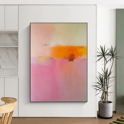 Pink and Orange Landscape Abstract for Coastal Home & Art - Themed Hotel STSC789