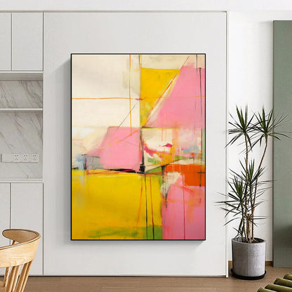 Yellow - Pink Geometric Art for Modern Office Collaboration Zones DLZ0112