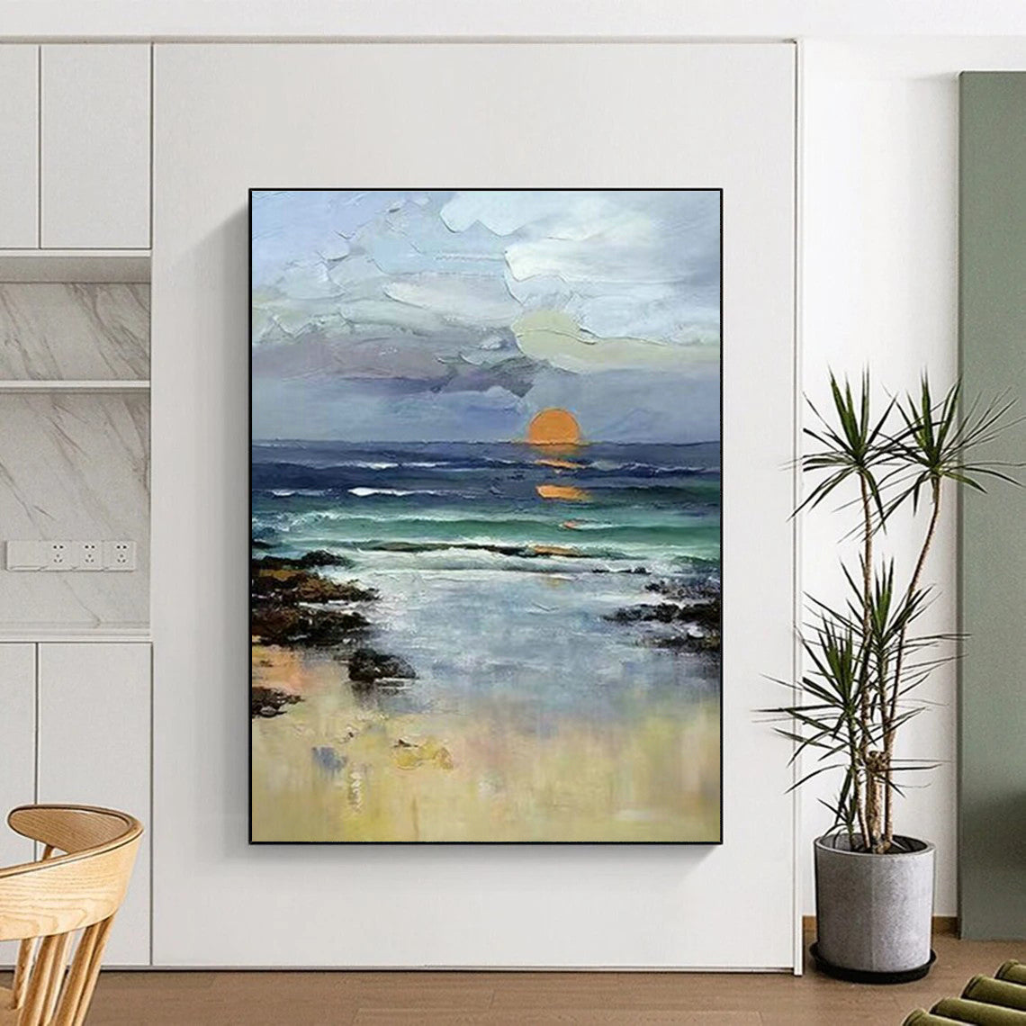 Coastal Sunset Realism Art for Family Beach House & Seafood Restaurant DLZ0923