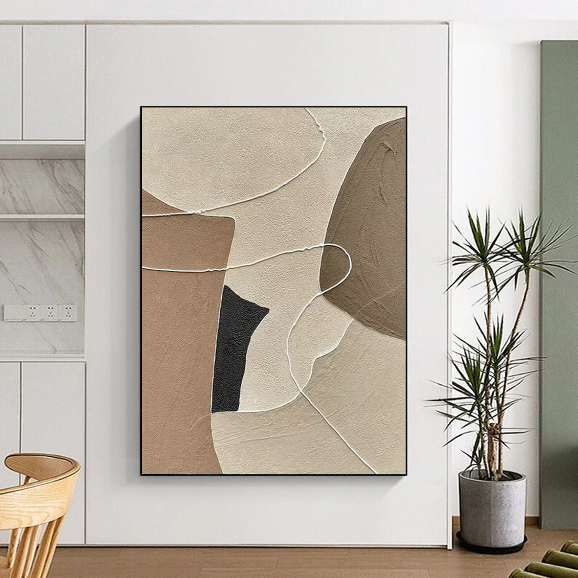 Earth - Toned Abstract Collage Art for Minimalist Living Room & Neutral - Toned Office DLZ1320