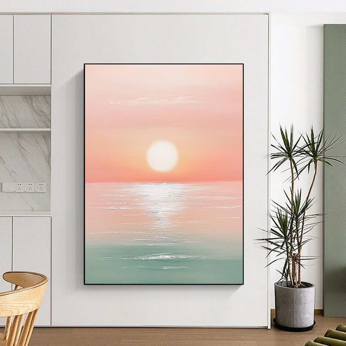 Pink Sunset Sea  Art for Bohemian - Style Café & Dreamy Home Balcony STSC1425