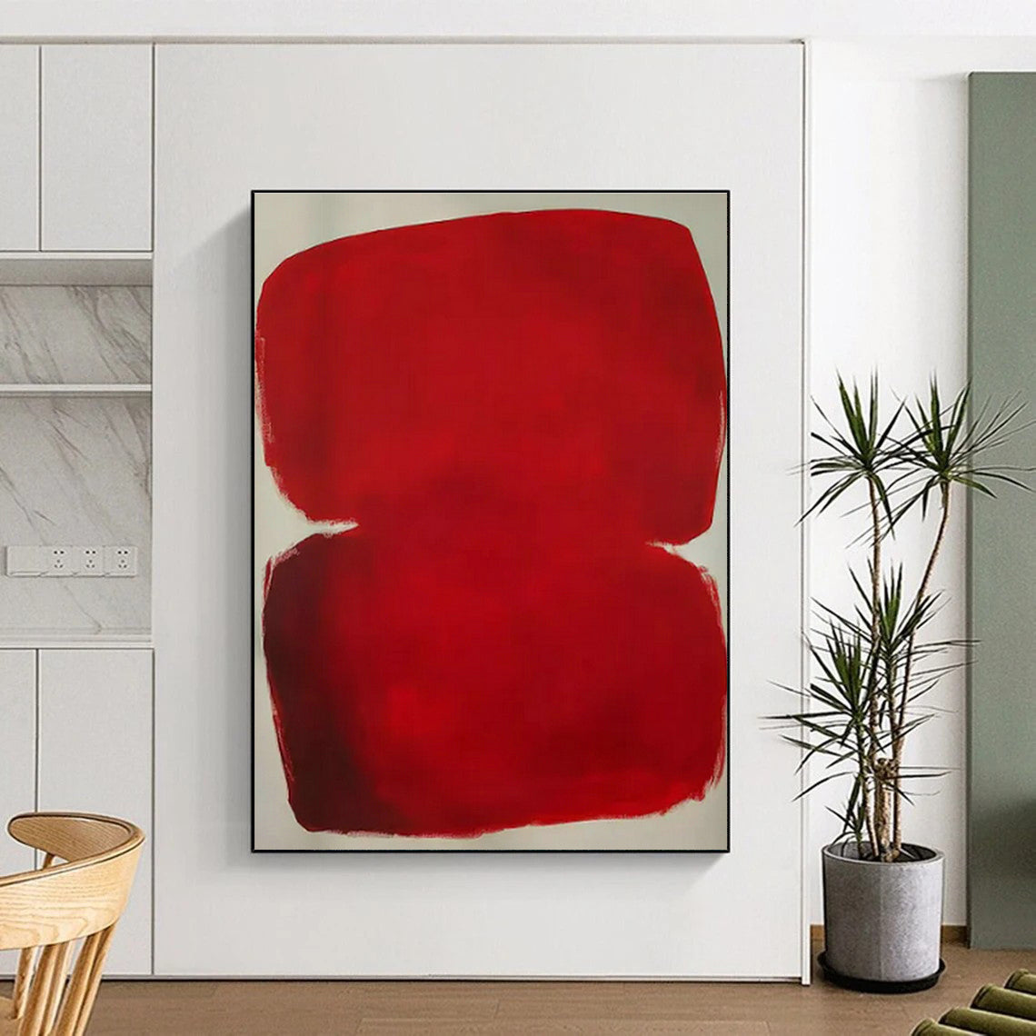 Red Color Block Art for Modern Art Gallery & Bold Home Entrance DLZ1766